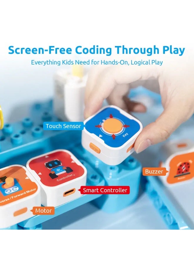 B07NF4Y599 WhalesBot A1 Coding Toy For Kids, Building Block Robot, Fun STEM Toy With Magnetic Controller and Sensor Blocks, Screen-Free Coding With 3 Guide Books For Kids 3-6 - Image 4